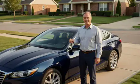 Car delivered to a driveway in Delaware, Ohio, United States