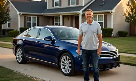 Car delivered to a driveway in Dublin, Ohio, United States