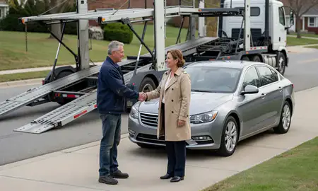 Vehicle owner beside their delivered car in Dublin, Ohio, United States