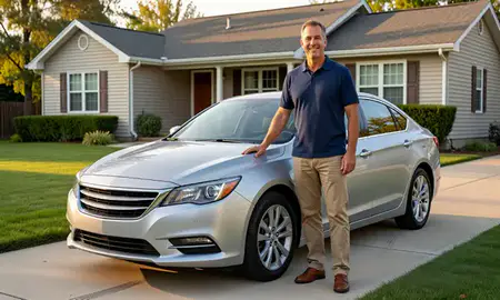 Customer with their delivered car in Elyria, Ohio, United States