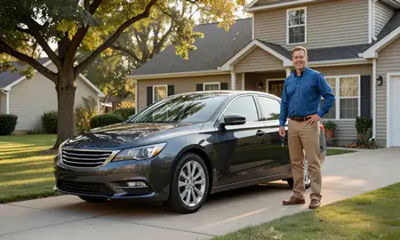 Car delivered to a driveway in Elyria, Ohio, United States