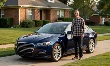 Car delivered to a driveway in Euclid, Ohio, United States