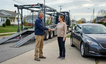 Vehicle owner beside their delivered car in Euclid, Ohio, United States