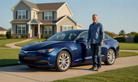Car delivered to a driveway in Fairfield, Ohio, United States