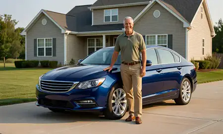 Customer with their delivered car in Grove City, Ohio, United States