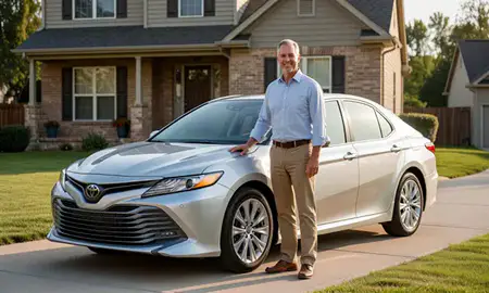 Customer with their delivered car in Hamilton, Ohio, United States