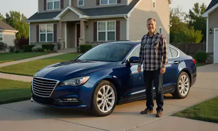 Car delivered to a driveway in Hamilton, Ohio, United States