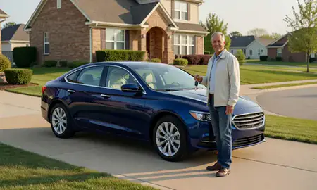 Car delivered to a driveway in Huber Heights, Ohio, United States