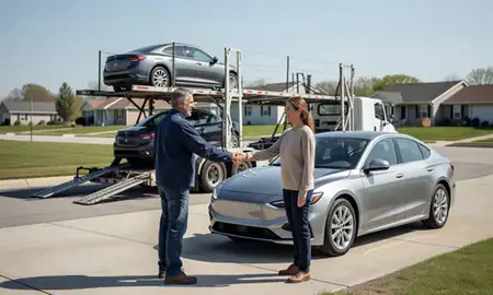 Vehicle owner beside their delivered car in Huber Heights, Ohio, United States