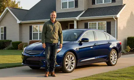 Customer with their delivered car in Kettering, Ohio, United States