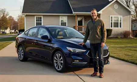 Customer with their delivered car in Lakewood, Ohio, United States