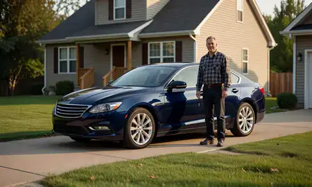 Car delivered to a driveway in Lakewood, Ohio, United States