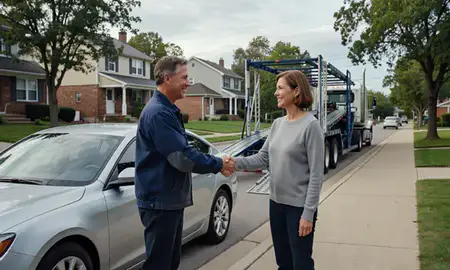 Vehicle owner beside their delivered car in Lakewood, Ohio, United States