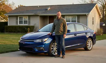 Customer with their delivered car in Lorain, Ohio, United States