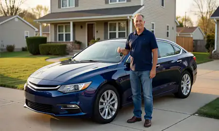 Car delivered to a driveway in Lorain, Ohio, United States