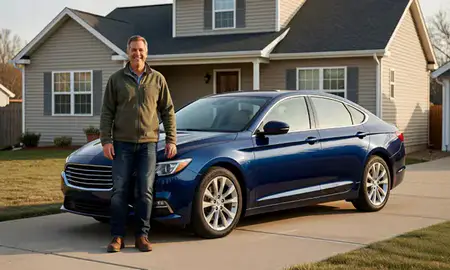 Customer with their delivered car in Mansfield, Ohio, United States