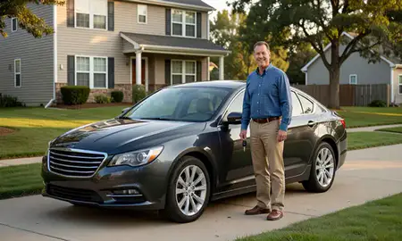 Car delivered to a driveway in Mansfield, Ohio, United States