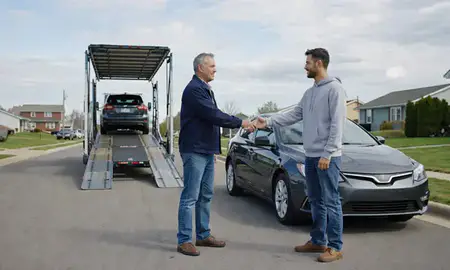 Vehicle owner beside their delivered car in Mansfield, Ohio, United States