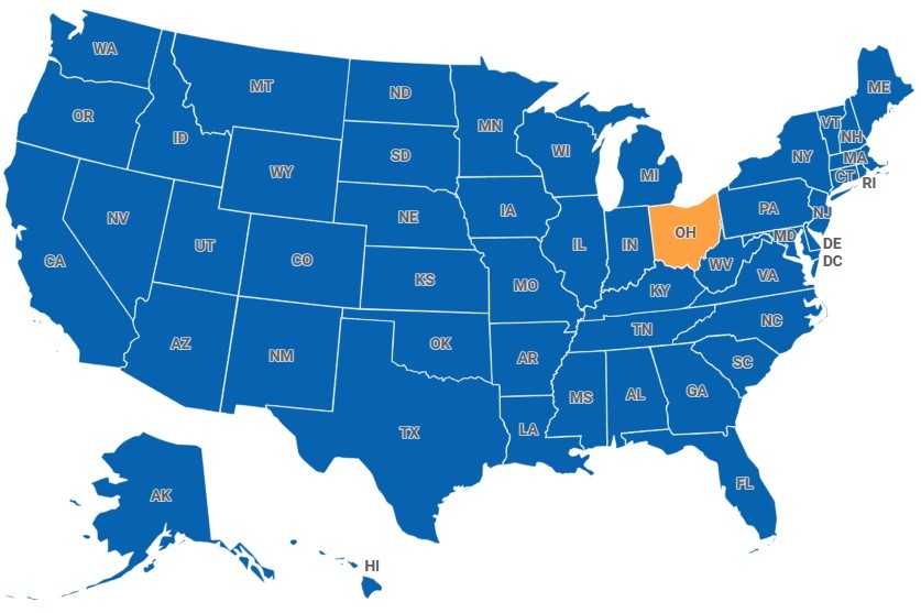 Map of Ohio, USA