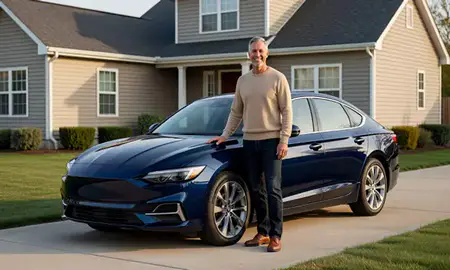 Customer with their delivered car in Mentor, Ohio, United States