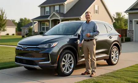 Car delivered to a driveway in Mentor, Ohio, United States