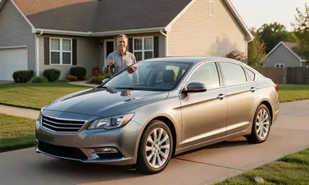 Car delivered to a driveway in Middletown, Ohio, United States