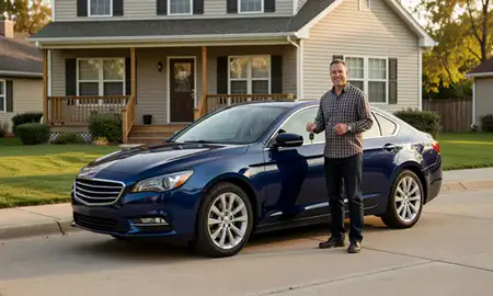 Car delivered to a driveway in Newark, Ohio, United States
