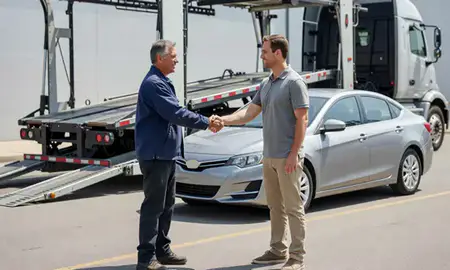 Vehicle owner beside their delivered car in Newark, Ohio, United States