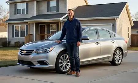 Customer with their delivered car in Strongsville, Ohio, United States