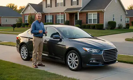 Car delivered to a driveway in Strongsville, Ohio, United States