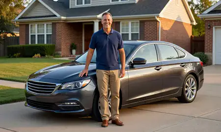 Customer with their delivered car in Toledo, Ohio, United States