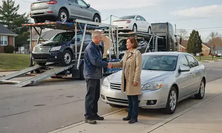 Vehicle owner beside their delivered car in Toledo, Ohio, United States