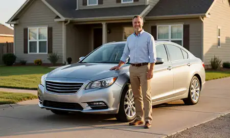 Customer with their delivered car in Oklahoma, United States
