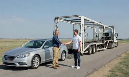 Vehicle owner beside their delivered car in Oklahoma, United States