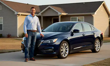 Customer with their delivered car in Altus, Oklahoma, United States