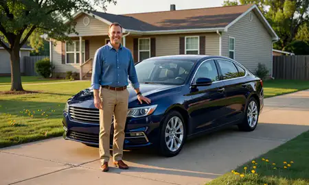 Customer with their delivered car in Ardmore, Oklahoma, United States