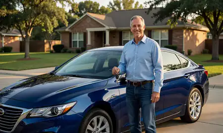 Car delivered to a driveway in Ardmore, Oklahoma, United States