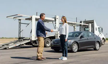 Vehicle owner beside their delivered car in Ardmore, Oklahoma, United States