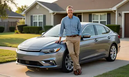 Customer with their delivered car in Bethany, Oklahoma, United States