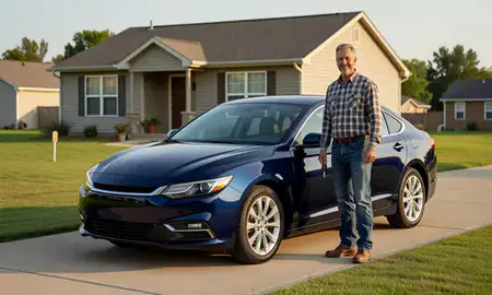 Car delivered to a driveway in Bethany, Oklahoma, United States