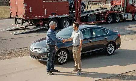 Vehicle owner beside their delivered car in Bethany, Oklahoma, United States