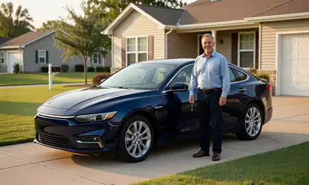 Car delivered to a driveway in Bixby, Oklahoma, United States