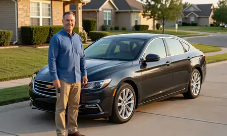 Car delivered to a driveway in Broken Arrow, Oklahoma, United States