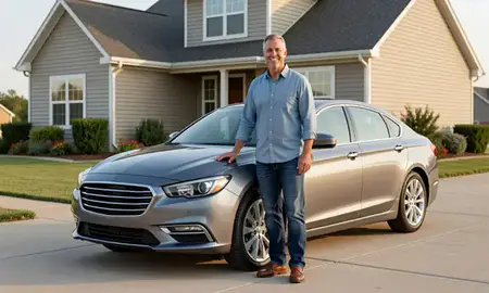 Customer with their delivered car in Claremore, Oklahoma, United States