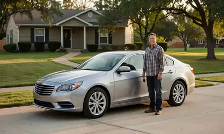 Car delivered to a driveway in Claremore, Oklahoma, United States