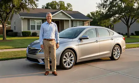 Customer with their delivered car in Del City, Oklahoma, United States