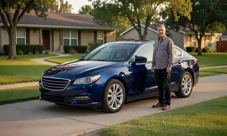 Car delivered to a driveway in Del City, Oklahoma, United States