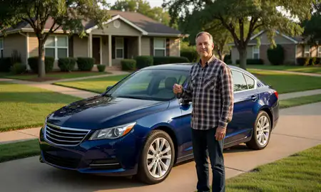 Car delivered to a driveway in Duncan, Oklahoma, United States