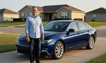Customer with their delivered car in Durant, Oklahoma, United States