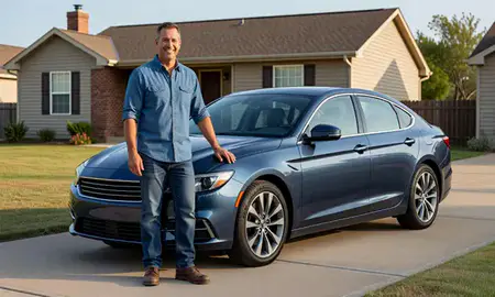 Customer with their delivered car in Edmond, Oklahoma, United States